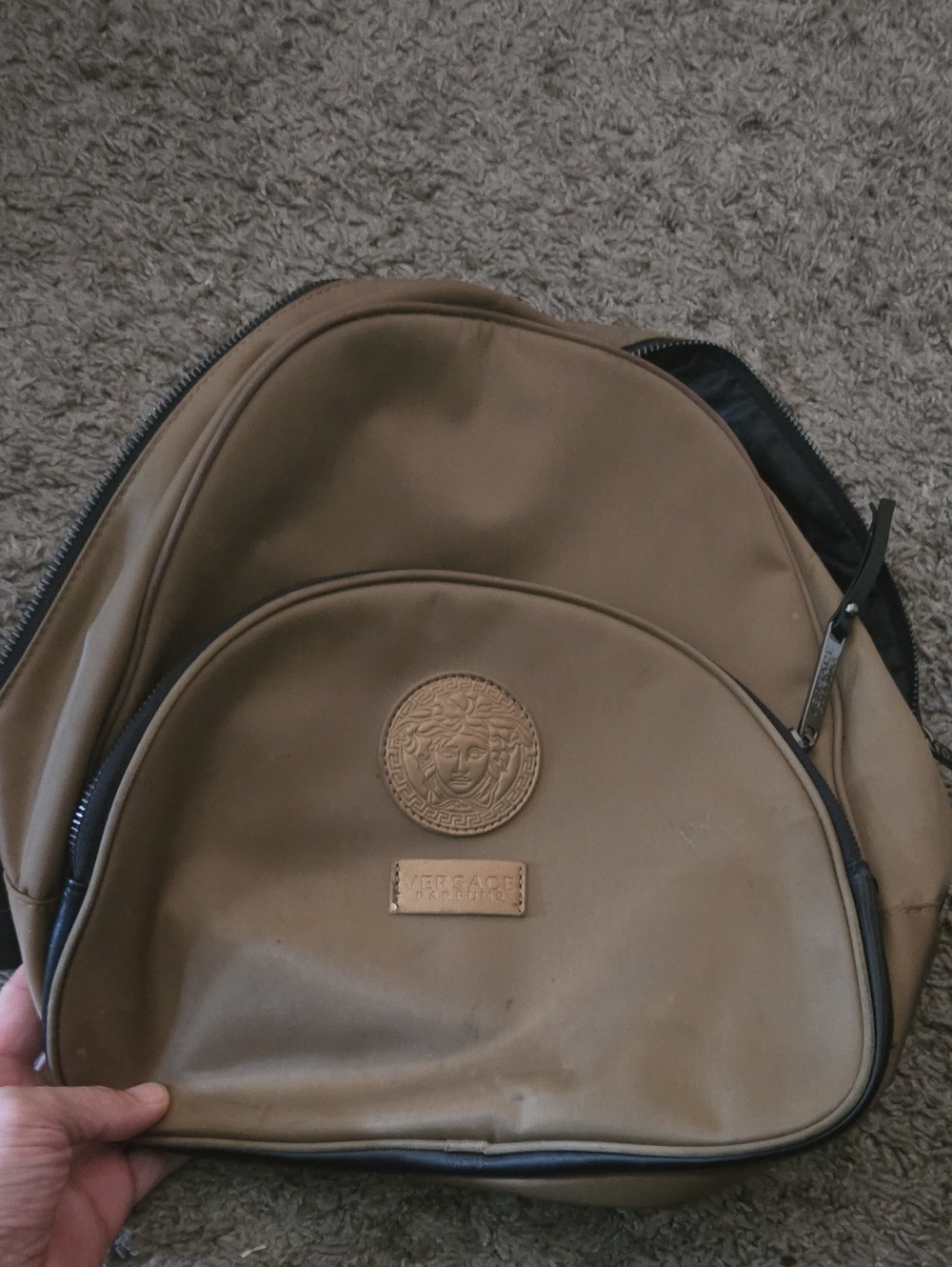 Versace Brown Backpack with Medusa Patch